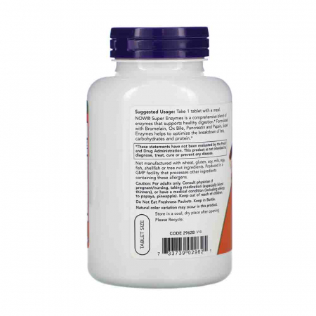 Super Enzymes (Enzime Digestive cu Spectru Larg), Now Foods, 180 tablete [2]