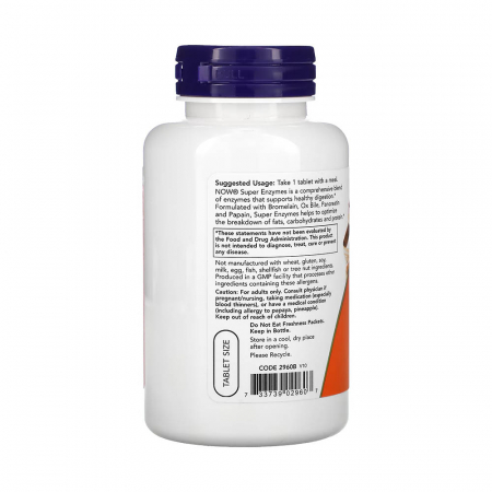 Super Enzymes (Enzime Digestive cu Spectru Larg), Now Foods, 90 tablete [2]