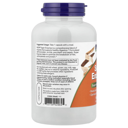 Super Enzymes (Enzime Digestive cu Spectru Larg), Now Foods, 180 capsule [2]