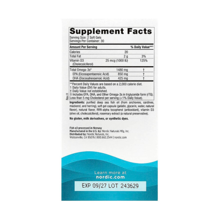 Ultimate Omega® Xtra, 1480 mg, Nordic Naturals, 60 softgels [1]