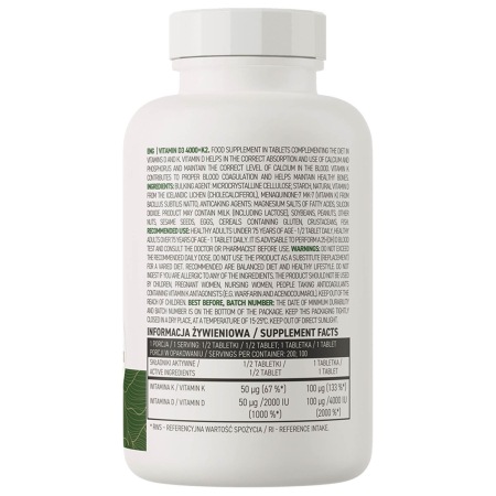 Vegan Vitamin D3 4000 IU + K2, OstroVit, 100 tablets [2]