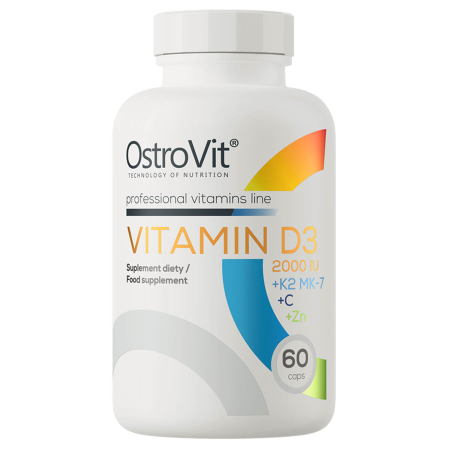 OstroVit - Vitamin D3 2000 IU + K2 MK-7 + C + Zinc, OstroVit, 60 capsules