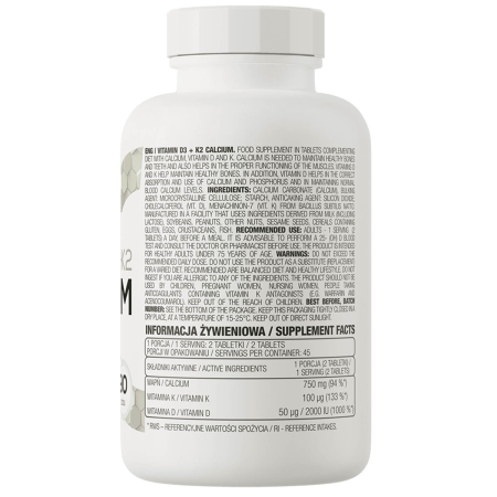 Vitamin D3 + K2 + Calcium, OstroVit, 90 tablete [1]