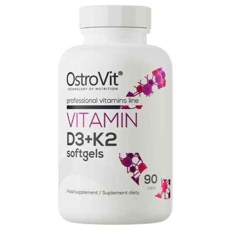 OstroVit - Vitamin D3 + K2 Softgels, 2000 IU / 100 mcg, OstroVit, 90 softgels