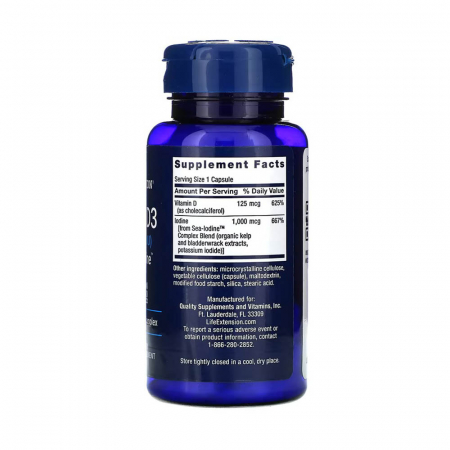 Vitamin D3 with Sea-Iodine, 125 mcg (5,000 IU), Life Extension, 60 capsule [1]