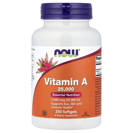 Vitamina A, 25.000 IU, Now Foods, 250 softgels, 25.000 IU, 250 Softgels, 06.2029