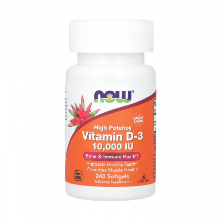 IMUNITATE CRESCUTA - Vitamina D3, 10.000 IU, Now Foods, 240 softgels