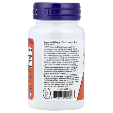 Vitamina D3, 2000 IU, Now Foods, 120 softgels [2]