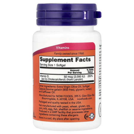 Vitamina D3, 2000 IU, Now Foods, 30 softgels [1]