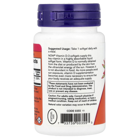 Vitamina D3, 2000 IU, Now Foods, 30 softgels [2]
