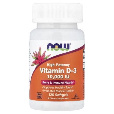 Vitamina D3, 10.000 IU, Now Foods, 120 softgels