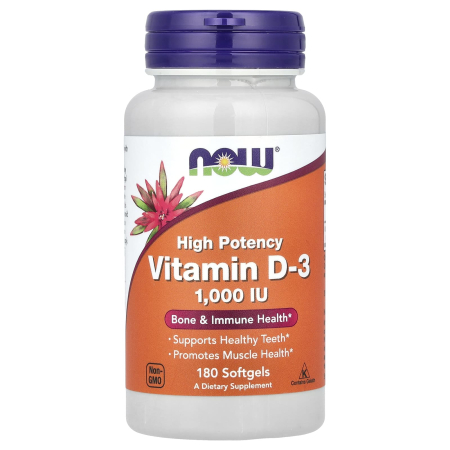 Vitamina D3, 1000 IU, Now Foods, 180 softgels [0]