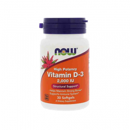 IMUNITATE CRESCUTA - Vitamina D3, 2000 IU, Now Foods, 30 softgels