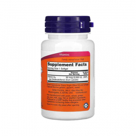 Vitamina D3, 2000 IU, Now Foods, 240 softgels [2]