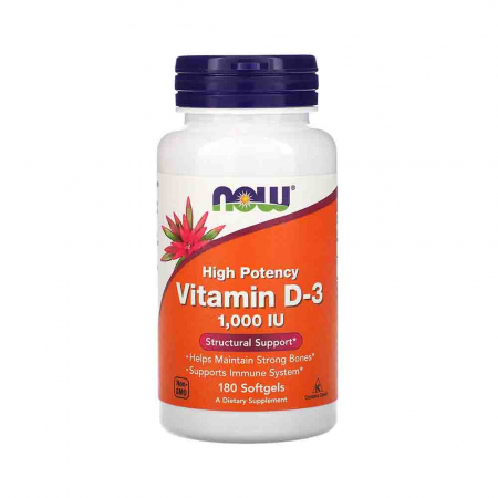 IMUNITATE CRESCUTA - Vitamina D3, 1000 IU, Now Foods, 180 softgels