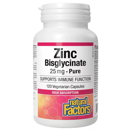 Natural Factors - Zinc Bisglycinate, 25 mg, Natural Factors, 120 capsule