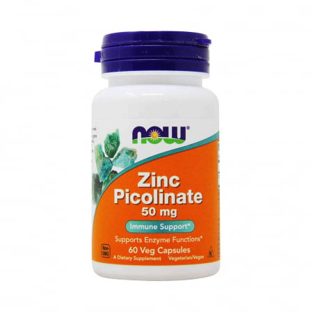 Zinc Picolinate, 50mg, Now Foods, 60 capsule, 60 Veg Caps, 03.2024