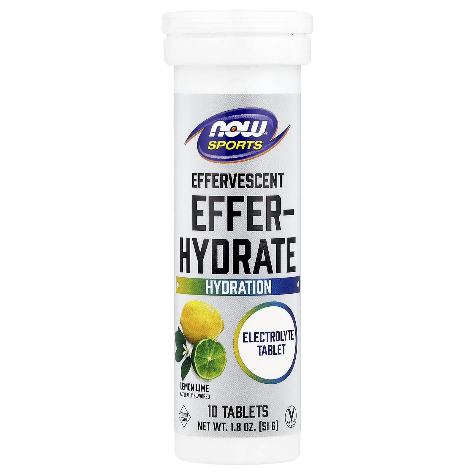 siropuri Effer-Energy, Electrolyte Effervescent, NOW Foods, 10 tablete 12.2026, Lemon Lime
