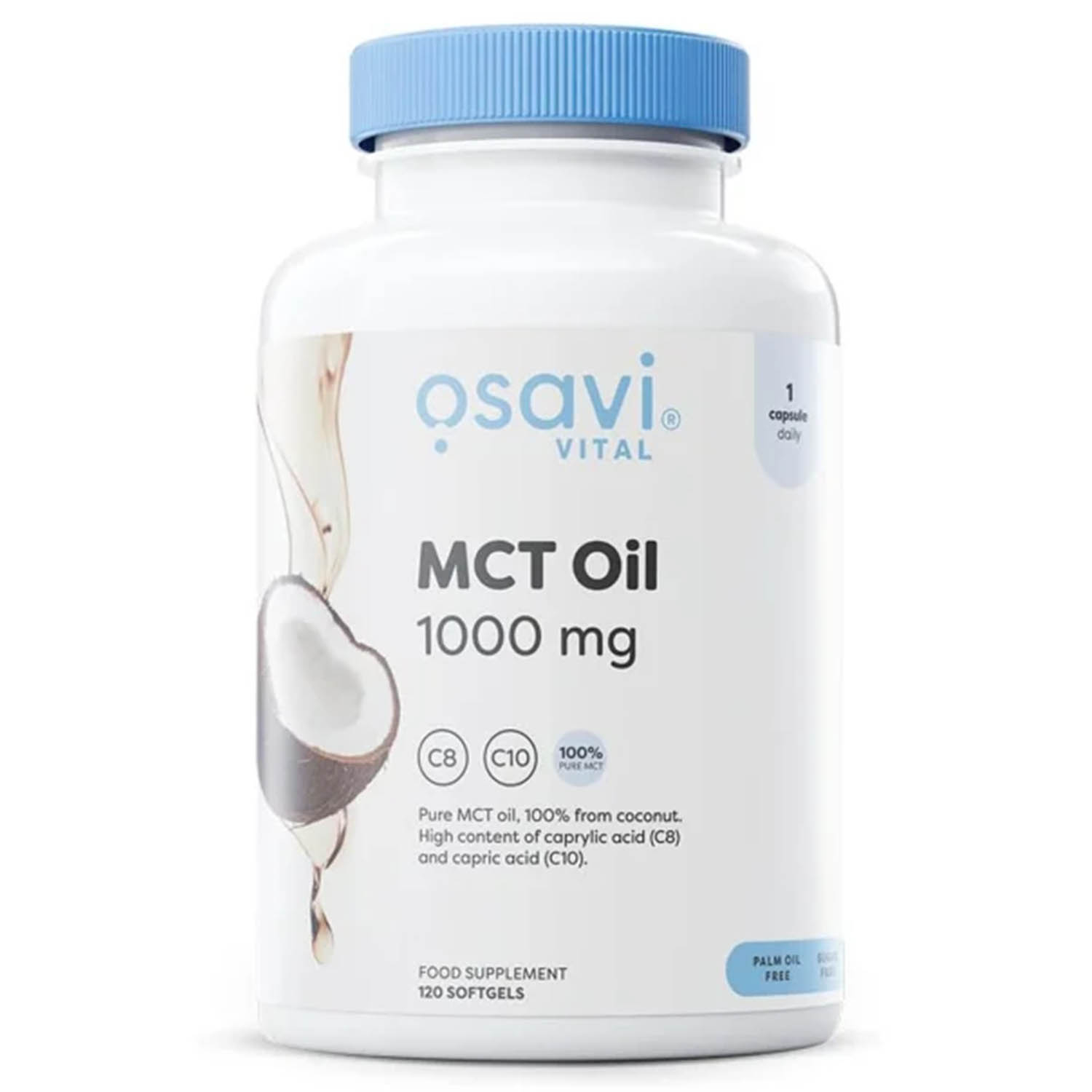 enzime digestive MCT Oil (Acizi Grasi cu Lant Mediu), 1000 mg, Osavi, 120 softgels 120 Softgels, 04.2028