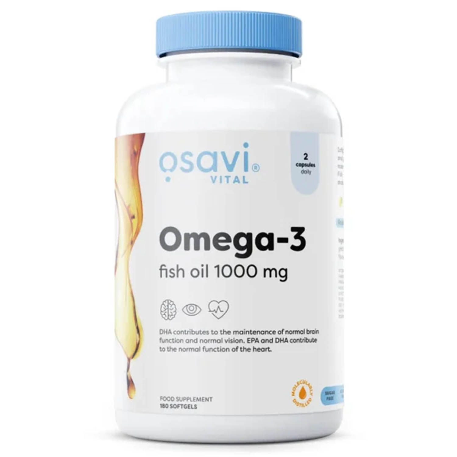medicamente colici Omega-3 Fish Oil Molecularly Distilled, 1000 mg, Osavi, 180 softgels 180 Softgels, 01.2028