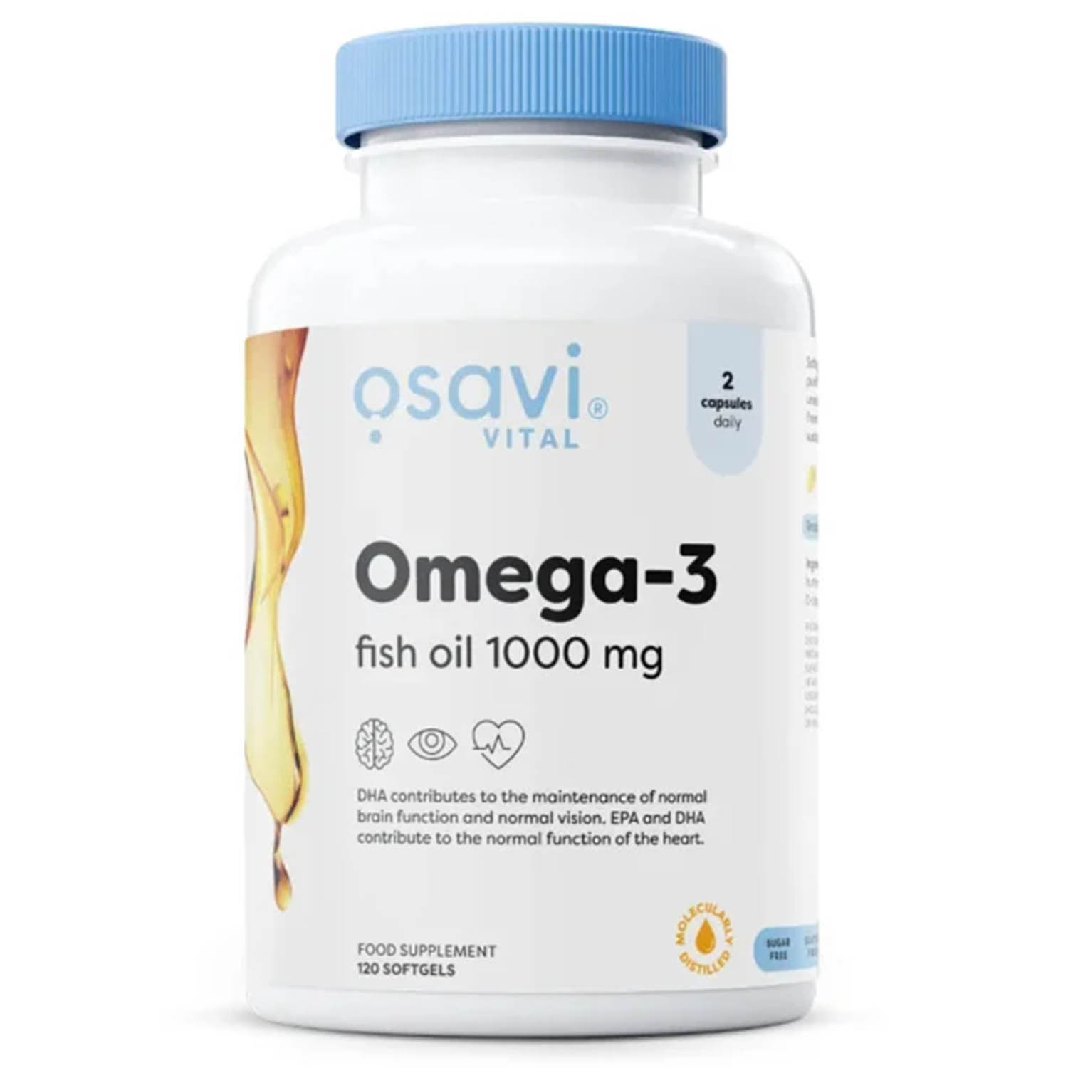 medicamente colici Omega-3 Fish Oil Molecularly Distilled, 1000 mg, Osavi, 120 softgels 120 Softgels, 06.2028