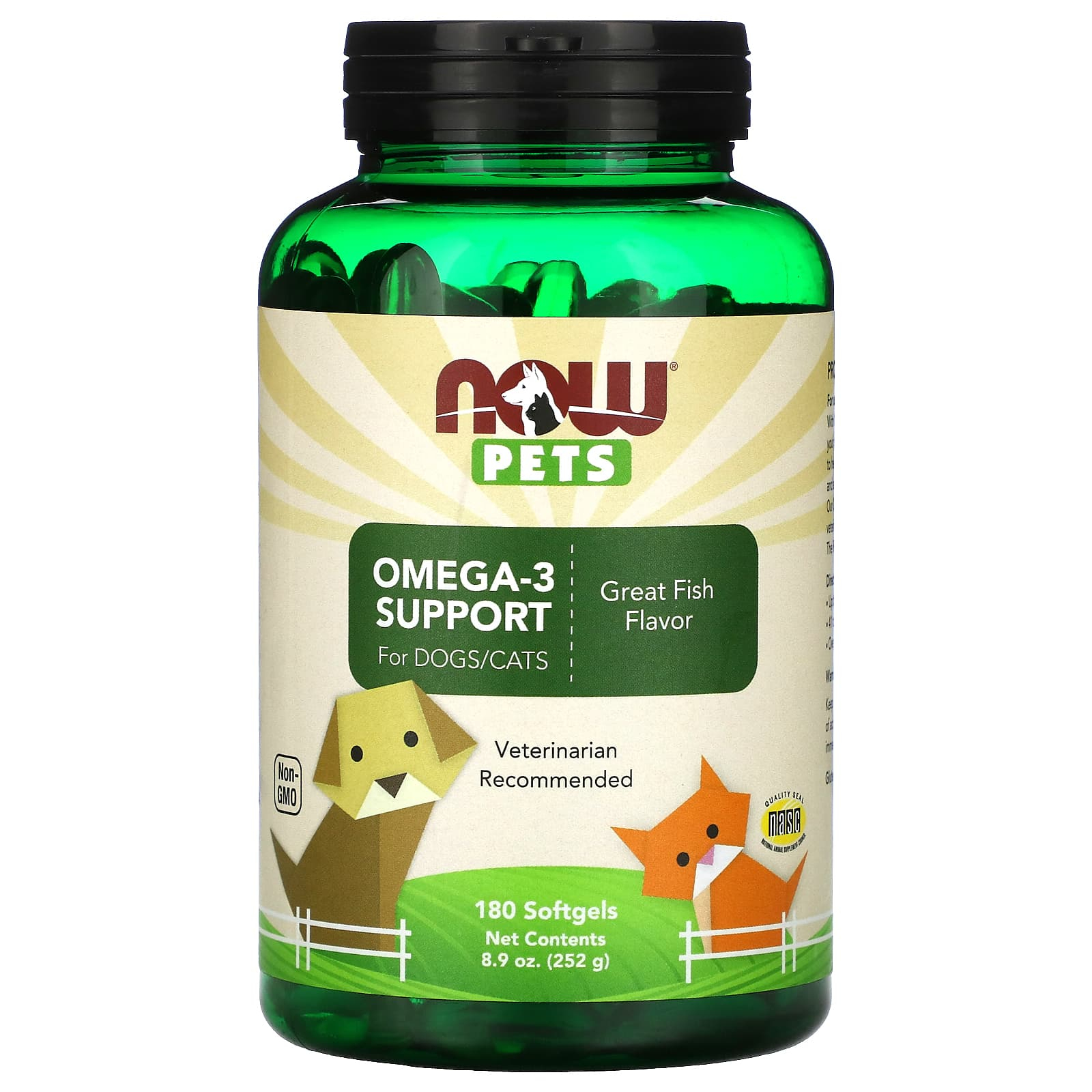 aspacardio mix omega 3 + q10 prospect Omega-3 pentru Caini si Pisici, Great Fish, NOW Foods Pets, 180 Softgels 10.2028