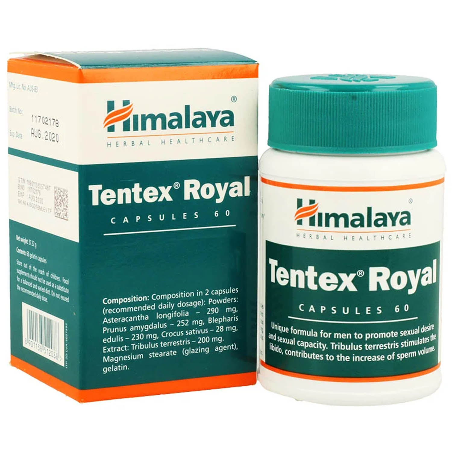 tentex royal 60 caps   himalaya farmacia tei Tentex Royal (Echilibru Hormonal Barbati), Himalaya, 60 capsule 11.2027