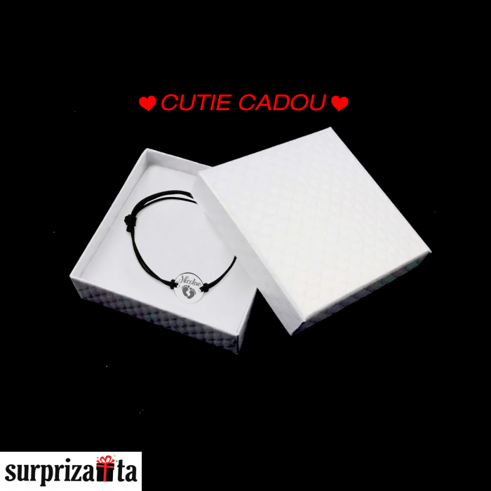 Bratara cu snur impletit si tablita argint 925, 6 x 25 [3]