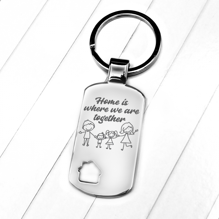 Breloc motiv casa personalizat "Home is where we are together" [2]