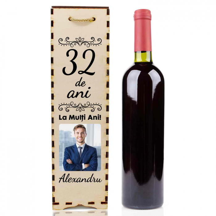Cutie de vin personalizata cu model ANIVERSARE cu o poza si text [2]