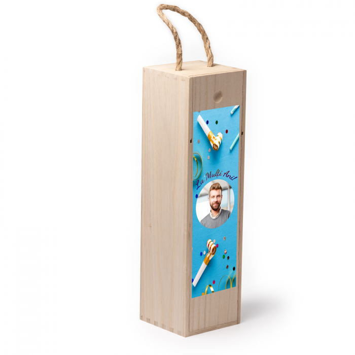 Cutie de vin personalizata cu model ANIVERSARE cu o poza [2]