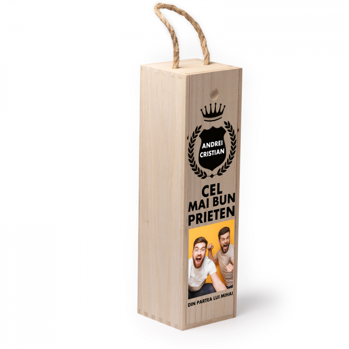Cutie de vin personalizata cu model PRIETEN cu o poza si text [2]