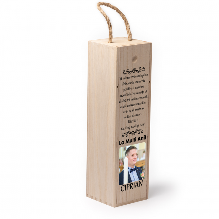 Cutie de vin personalizata cu model La multi ani 3 [2]