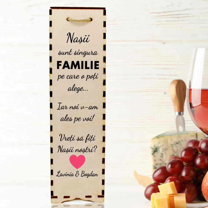 Cutie de vin personalizata cu model NASI cu text [1]
