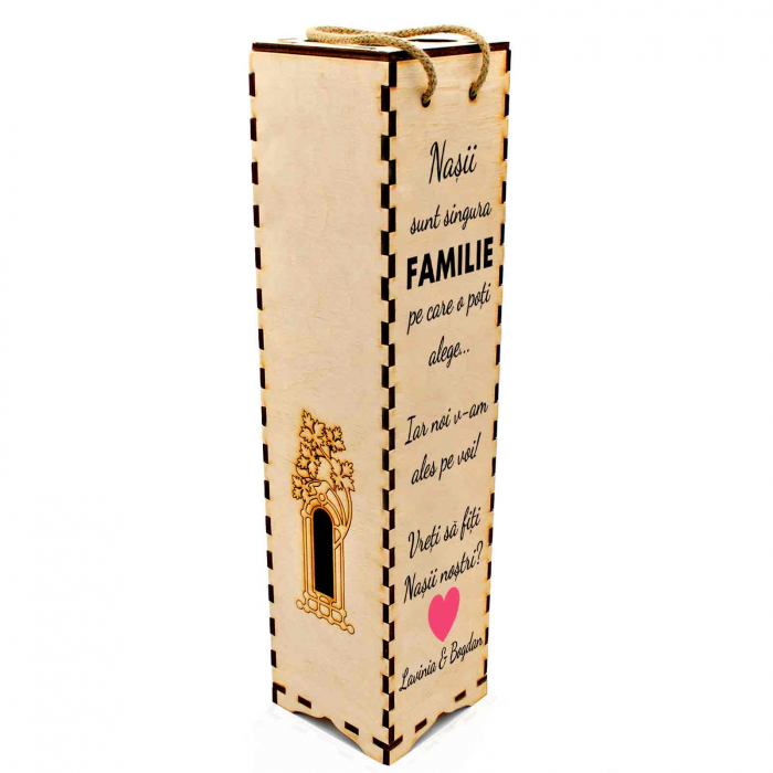 Cutie de vin personalizata cu model NASI cu text [2]
