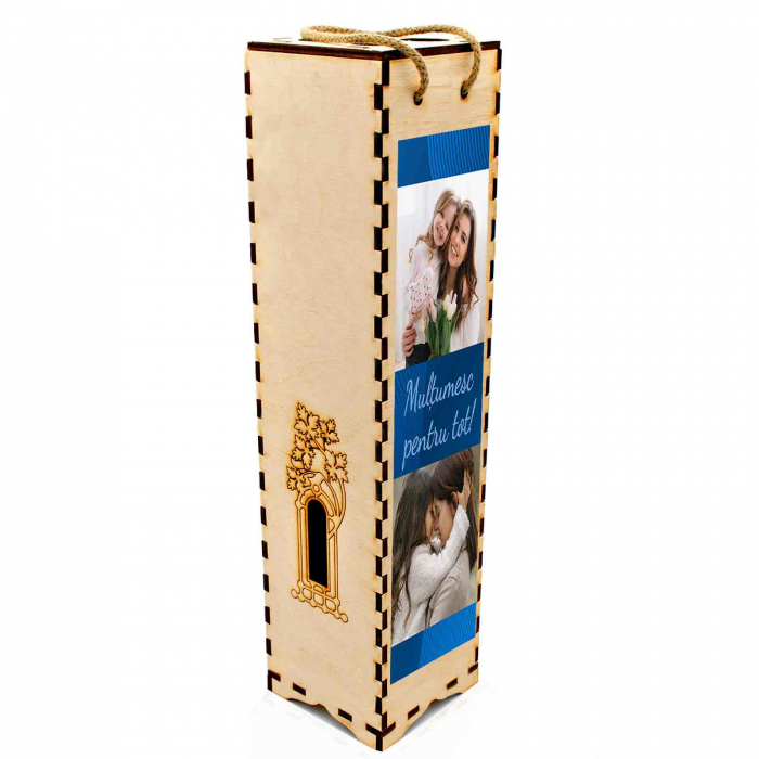 Cutie de vin personalizata cu model si 2 poze [3]