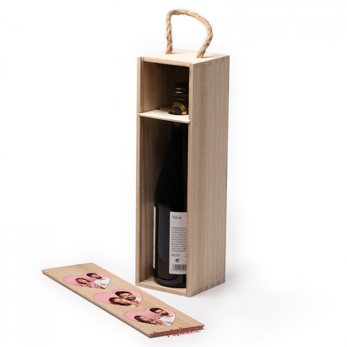 Cutie de vin personalizata cu model INIMA si 3 poze [5]