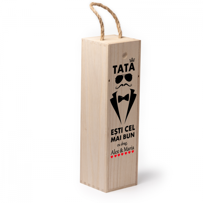 Cutie de vin personalizata cu model TATA si text [2]