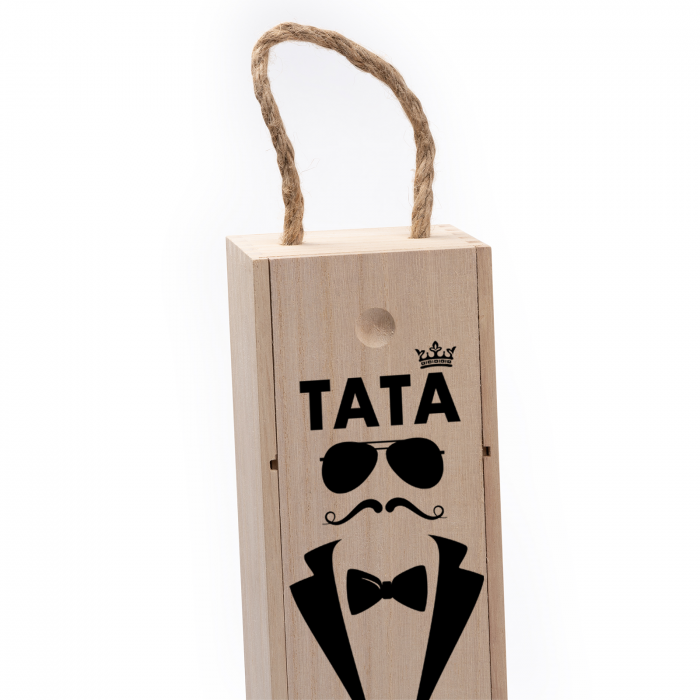 Cutie de vin personalizata cu model TATA si text [4]