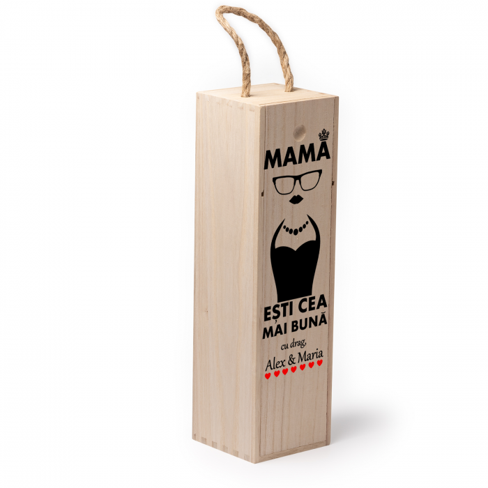 Cutie de vin personalizata cu model MAMA si text [2]