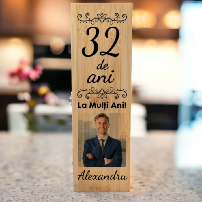 Cutie de vin personalizata Premium cu model ANIVERSARE cu o poza si text [7]
