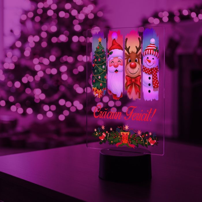 Lampa 3D iluminata personalizata cu model Craciun Fericit [2]