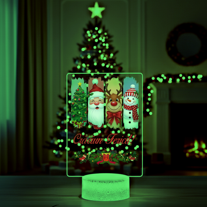 Lampa 3D iluminata personalizata cu model Craciun Fericit [1]