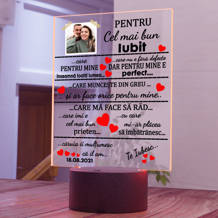 Lampa 3D luminoasa personalizata 3D iluminata personalizata pentru iubit [2]