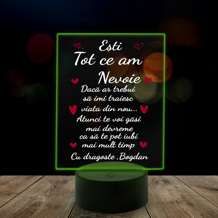 Lampa 3D luminoasa personalizata "Esti tot ce am" [7]