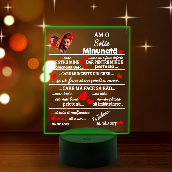 Lampa 3D luminoasa personalizata "Am o sotie minunata" [9]