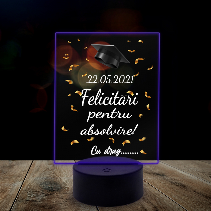 Lampa 3D luminoasa personalizata "Felicitari pentru absolvire" [7]
