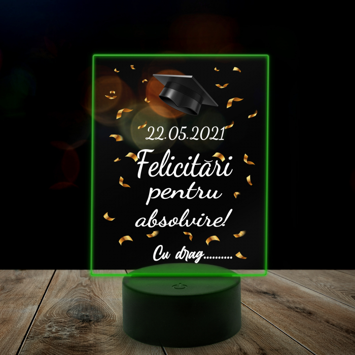 Lampa 3D luminoasa personalizata "Felicitari pentru absolvire" [4]