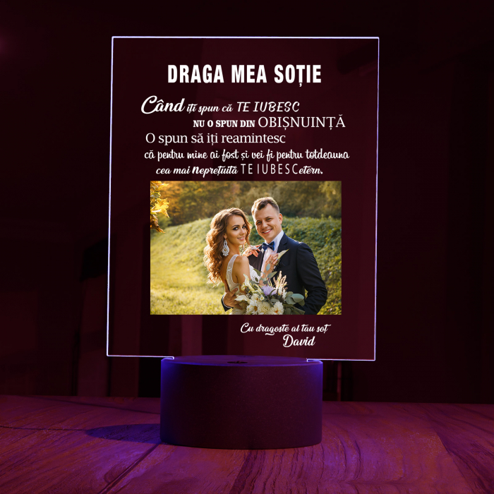 Lampa 3D luminoasa personalizata  pentru sotie [2]