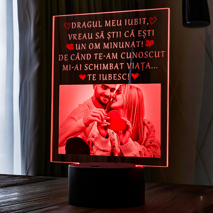 Lampa 3D luminoasa personalizata cu poza si text Pentru iubit 3 [2]